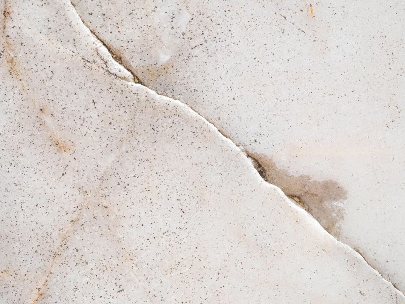 A closeup of a slab leak.